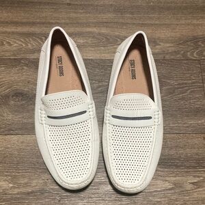 Mens Stacy Adams White Leather Loafers Slip On Dress Shoes size 12